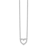 Sophia Jewelers Sterling Silver Open Heart CZ Necklace Elegant Polished Finish